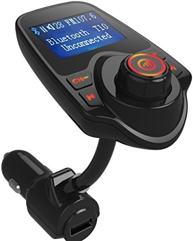 Simger In-Car Bluetooth FM Transmitter with Handfree Calling &amp; Music control &amp; USB Charging Port for iPhone Series,Android Smart Cell Phone, MP3 Players (BT-T10)