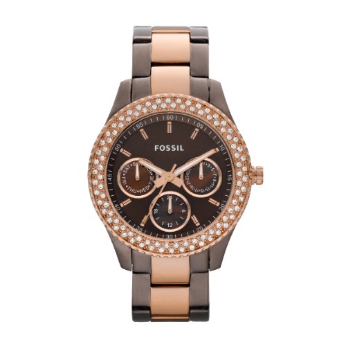Fossil Damen-Uhren Multifunktion Stella Rose Gold Ip Quarz Analog Es2955