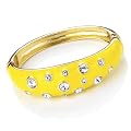 Crystal Hinged Fashion Bangle Gold & Yellow
