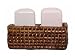 Woven Rattan Rectangle Basket with White Ceramic Salt and Pepper Shaker 4.75"x"x2"