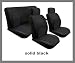 Universal Full SET CAR Seat Covers Flat Cloth Solid Black 112