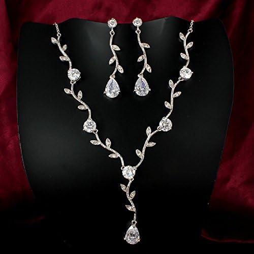Elegant Bride Suits Necklace + Earring 4a Zircon Inlaid Wedding Gift Party Birthday Gift (Gift Wrap)