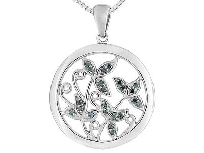 Click here for PLATINUM OVER STERLING SILVER .10CTW IRRADIATED BL... prices