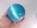 IMAGE OF 100 mm Aqua Fiber Optic Cat Eye Garden Orb and Stand