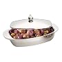 Prestige Polished Stainless Steel Covered Oval Insulated Serving Dish, 2.3 Litre