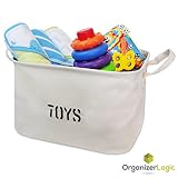 OrganizerLogic Canvas Storage Basket - perfect for Toy Storage, Baby Toys, Kids Toys, Baby Clothing, Children Books, Gift Baskets