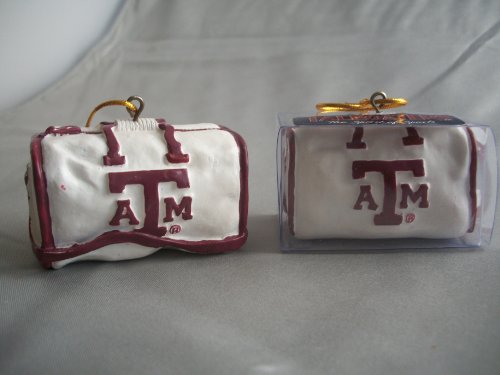 TEXAS A,M AGGIES FOOTBALL BASKETBALL CHRISTMAS ORNAMENT. SET OF 2
