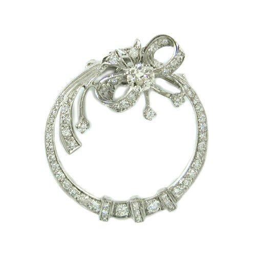 Childrens Toyshop  Jewelry : Antique Diamond Circle and Bow Brooch, circa 1930s