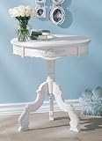 Kitchen & Housewares : Romantic Carved Wood Accent Table In White Distressed Finish