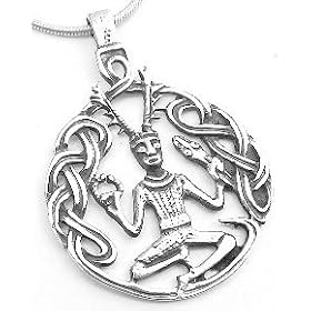 Sterling Silver Large Wicca Pagan Cernunnos Pendant