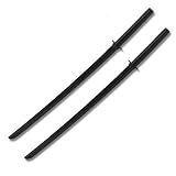 2 Black Bokens Wood Practice Swords, Wooden Daitos Training Katana