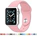 Apple Watch Band - FanTEK Soft Silicone Sport Style Replacement iWatch Strap for Apple Wrist Watch Series 1 Series 2 38mm Models M/L Size (Vintage Rose)