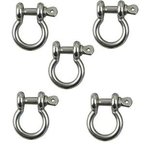 Stainless Steel 3/16 Bow Shackle 5 Pack