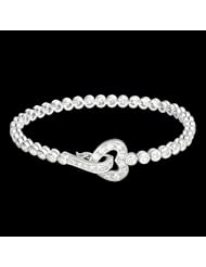 3.80 Carat .925 Sterling Silver Round CZ Tennis Bracelet with Heart Shape Cz Clasp