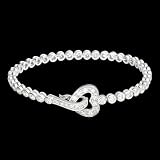 3.80 Carat .925 Sterling Silver Round CZ Tennis Bracelet with Heart Shape Cz Clasp