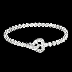 3.80 Carat .925 Sterling Silver Round CZ Tennis Bracelet with Heart Shape Cz... by Alain Raphael