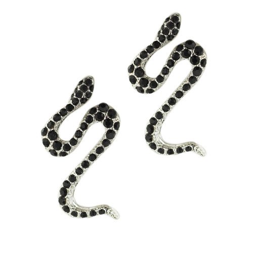 Childrens Toyshop  Jewelry : Black Faux Onyx Snake Earrings