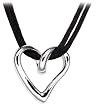 Sterling Silver Pretzel Heart w/ Double Strand Black Cord, 16"