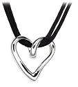 Sterling Silver Pretzel Heart w/ Double Strand Black Cord, 16"