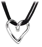 Sterling Silver Pretzel Heart w/ Double Strand Black Cord, 16"