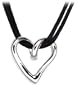 Sterling Silver Pretzel Heart w/ Double Strand Black Cord, 16"