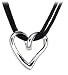 Jewelry : Sterling Silver Pretzel Heart w/ Double Strand Black Cord, 16"