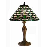 Green Tiffany-Style Bamboo Table Lamp - 25x16
