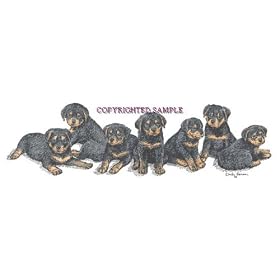 Rottweiler - Puppies in a Row by Cindy Farmer
