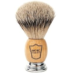 100% Silvertip Badger Bristle Shaving Brush (Deluxe Olivewood Handle) and Brush Stand from Parker Safety Razor