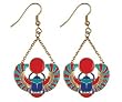 Winged Scarab Earrings - Pewter - 1'' Height