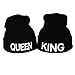 MIUNIKO 2PCS Fashion King and Queen Skullies Hood Winter Warm Caps Sport Beanie Hats for Couples (White)