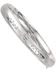 7" 14K White Gold 8.0mm (1/3") Flourentine Round Domed Classic Bangle Bracelet w/ Clasp