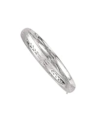 8" 14K White Gold 8.0mm (1/3") Flourentine Round Domed Classic Bangle Bracelet w/ Clasp