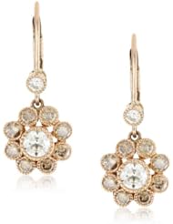 Sethi Couture Champagne White Diamond Rose Gold Cluster Drop Earrings