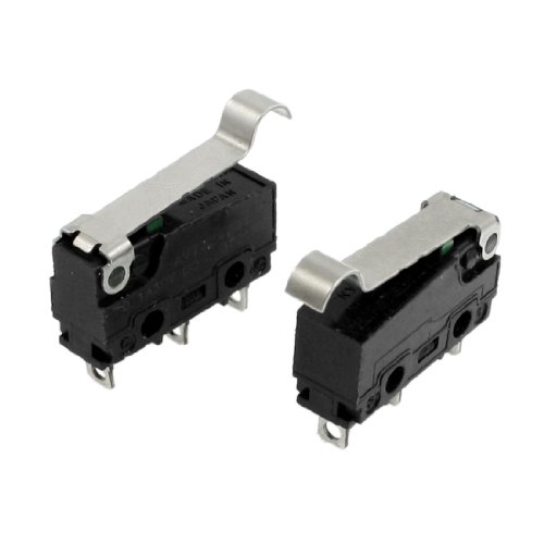 2 Pcs 0.1A 30V DC R Type Lever Actuator Miniature Micro Switch Black