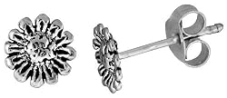 Tiny Sterling Silver Flower Stud Earrings