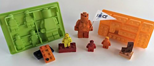 I Love Ice Candy Molds & Ice Trays - Lego Green Minifigure Mold and Orange Brick Two Pack