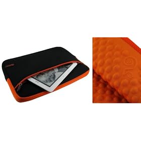 rooCASE Super Bubble Neoprene Sleeve Case Cover for Apple MacBook Air 11.6-inch Laptop MC505LL/A MC506LL/A (Black / Orange)