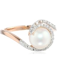10k Rose Gold Cultured Freshwater Cultured Pearl and Diamond Ring (0.1 cttw, GH Color, I2-I3 Clarity)
