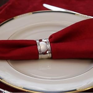 Set of Four Monogrammed Silver Napkin Rings - Grandin Road