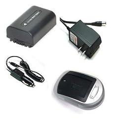 Compatible Accessory Kit High Capacity Rechargeable Lithium ion Battery and AC/DC Battery Charger ( Power plug & Car ) for / fits digital camera/camcorder model/parts no SANYO HD1010 VPC FH1EBK VPC HD2000EBK VPC TH1EBL VPC WH1EW VPCFH1EBK VPCHD2000EBK VPCTH1EBL VPCWH1EW
