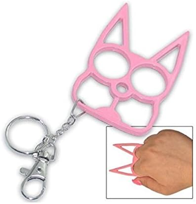 AnHua®Women's Self Defense Metal Cat Self Defense Keychain Key Ring Holder Personal Prodection Tool (Pink)