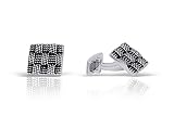 Sterling Silver Nickel Free woven design Gunmetal Finish Square Cufflinks