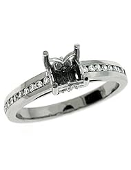 14K White Gold 0.32cttw Round Diamond Semi Mount Engagement Ring