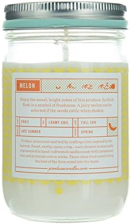 Premium Natural Soy Produce Candle, 50-70 Hours Burn Time - Sweet & Crisp Melon