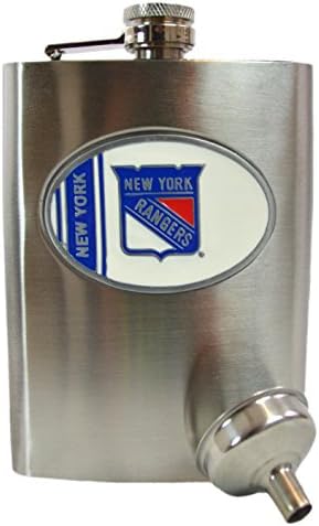 Official National Hockey League Fan Shop Authentic NHL Stainless Steel 8oz Flask and Funnel Set (New York Rangers)