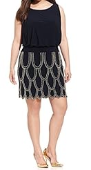 Beaded Cocktail Above the Knee Polyester Sleeveless Mini Dress 