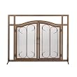 Woodfield Antique Copper and Bronze Ornate Bronze Wrought Iron with Doors Screen for Fireplace