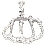 Sterling Silver Cubic Zirconia Allah Iced Out Pendant
