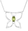Sterling Silver Peridot Butterfly Pendant, 18"